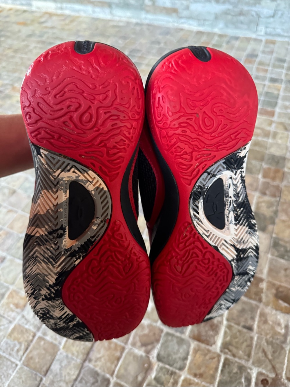 Under Armour Red and Black Athletic Basketball Shoes - Picture 6 of 9